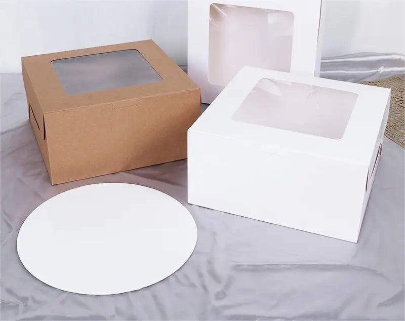 Wholesale Open Window PET Eco-friendly Cake Paper Box Pizza Boxes for  Baking Takeway Kraft Paper Cake Box
