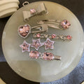 2023 New Sweet Cool Metal Hair Clip pink Heart Rhinestones Hairpin Duckbill Bangs Clip Girl Hairpins Accessories