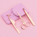 Private Label 3-Piece Eyelash Extensions Tweezers Kit Custom Logo Eyebrow Scissors and Eyelash Tweezers Set