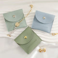 Wholesale Green  PU Leather Jewelry Pouch Bag With Button Jewelry  PU Leather  Bags Bracelet Ring Pouches  With Logo Printed