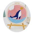 Custom Popular Diy Handmade Craft Kit Stamped Embroidery Starter Kits Whale Punch Needle Art Kit With Hoop