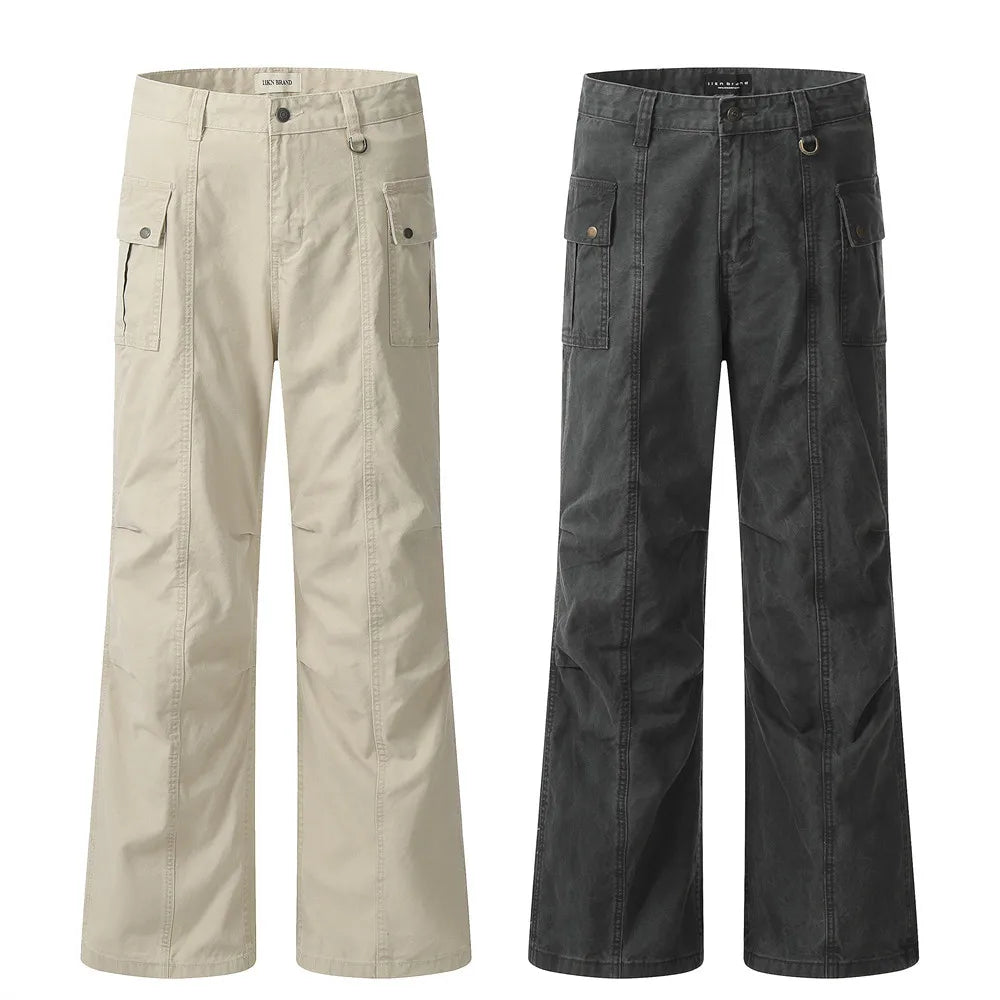 Fashion Designer Jeans Men's Draping Split Fashion Brand High Street Patchwork Wide Leg Unique Custom Straight Leg Fitting Jeans