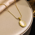 Stock Selling Korean Ins 18K Gold Plated Snake Chain Necklace Jewelry Multi Layered 316L Stainless Steel Natural Stones Pendant
