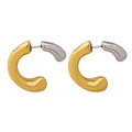 INS Mixed Color C Shaped Earring 18K Gold Stainless Steel Titanium Steel IP Personalized Double Color Stud for Weddings Parties