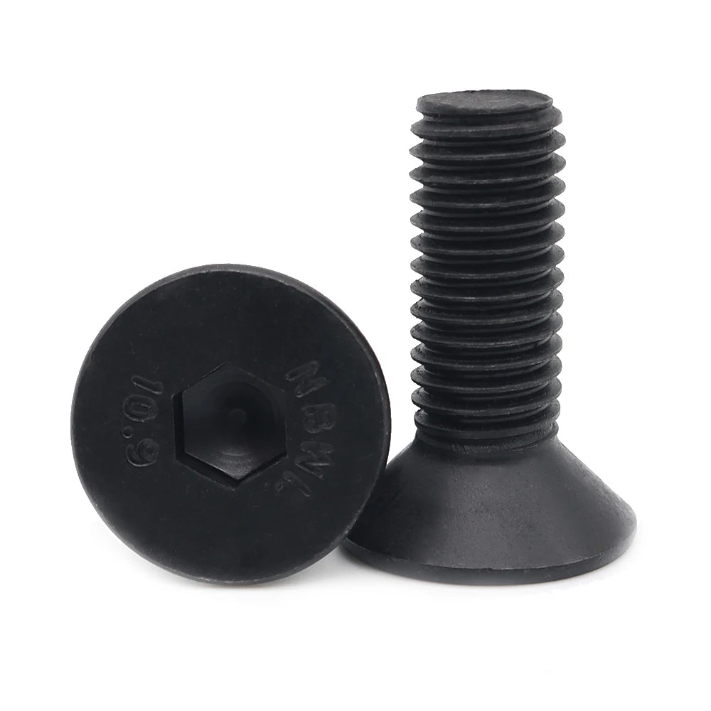 Carbon Steel Black Flat Hexagon Head Bolt Allen Socket Countersunk Head Screw Fasteners Manufacturers