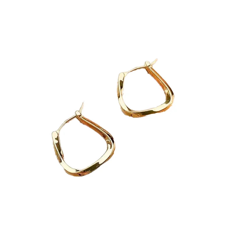 Trendy 18K PVD Gold 925 Silver Hoop Earrings for Women Hypoallergenic 316L Stainless Steel Geometric Design with Pearl Diamond