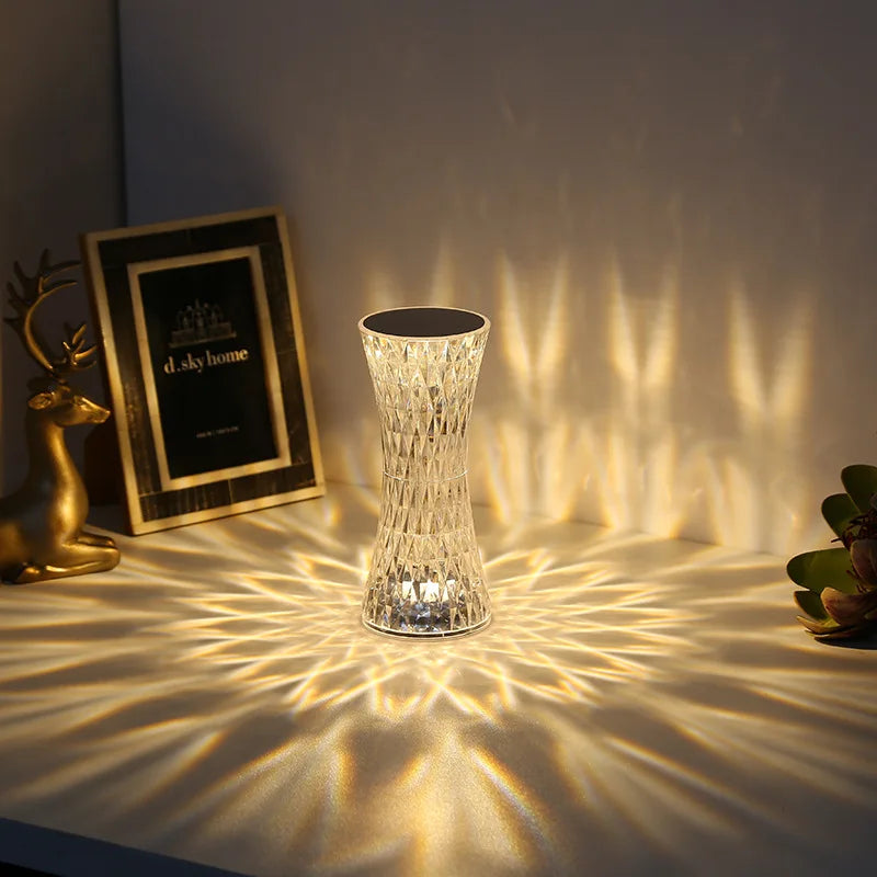 Hot Sale 16 Colors Rechargeable Touch Control Crystal RGB Led Small Waist Rose Light Table Lamp