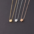 Customizable DIY Stainless Steel PVD Plated 18K Gold Silver Pendant Rose Simple Flower Symbol Necklace