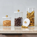 Jewish Judaica Gold Flower Handle Round Elegant Food Storage Clear Lucite Acrylic Cookie Jar