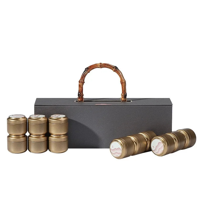 Custom Wholesale Empty Special Paper Gift Box With 12 Small Cans Luxury Rigid Handle Box for Tea Packaging