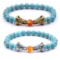 Chinese Style Double Dragons Playing Beads Bracelet Alloy Dragon Head Natural Crystal Beads Commemorative Day Gift