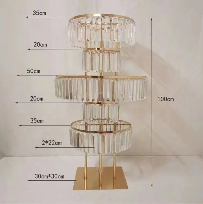 Wholesale Gold Iron Flower Rack Crystal Chandelier Stands Road Lead Acrylic Wedding Centerpieces Flower Table for Event Party MegaBDM