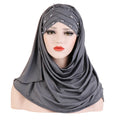 Fashionable New Versatile Muslim Milk Silk Bead Scarf Hat Two Piece Set Fashion Women Lined Undercap Hijab Inner Turban