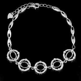 Sterling Silver 5*7mm Semi Mount Bracelet Empty Support Blank Claw Setting S925 Mountain Base Holder Without Stone for Inlay DIY