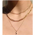 Joolim Jewelry Gold Plated Statement Paper Pin Link Chain Necklace Stainless Steel Jewelry Wholesale