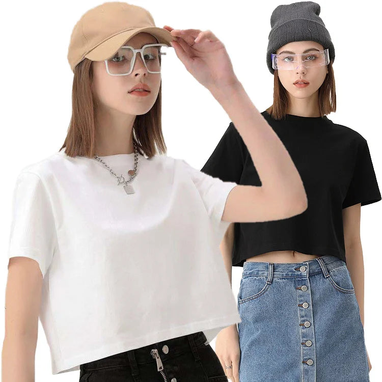 Green Dimple Wholesale Women Custom Logo Print Crop Top Women T-shirt Custom Crop Summer Tops