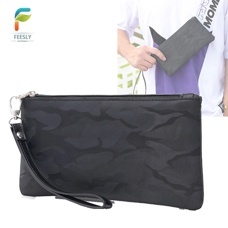 Minimalist Slim Wallet for Men Card Holder Cash Envelope Luxury Reasonable Price Zipper High Quality Geometric Cloth Wallet