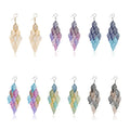 SC Creative Colorful Leaves Dangle Earrings Hollow Feather Shape Hook Earrings Multicolor Lightweight Leaf Drop Earrings
