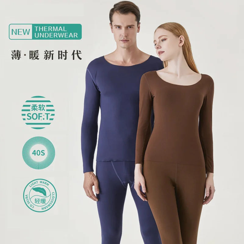 Hot Sale Double Side Velvet Solid Seamless Thermal Underwear Winter Warm Trousers Men and Women Long Johns