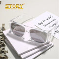 Story STY1955G White Big Frame Windproof Sun Glasses UV400 Shield Shades Oversized Clear Transparent Sunglasses for Women Ladies