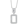 925 Sterling Silver Geometric Women Jewelry Cubic Zirconia CZ Rectangle Pendant Necklace
