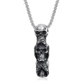 Vintage Punk Style Long Stainless Steel Jewelry Silver Multi Skull Cross Necklace for Mens