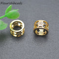 High Quality Anit Fading 18K Gold Plated CZ Paved Cylinder Hexagon Spacer Beads for Jewelry Bracelet Necklace Making