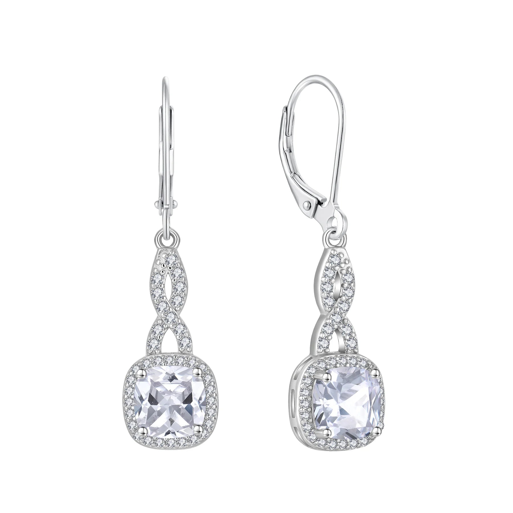 QINGXIN 925 Sterling Silver Mother's Day Gift Party Jewellery Luxury Zircon Gemstone Hoop & Huggie Drop Earrings Women