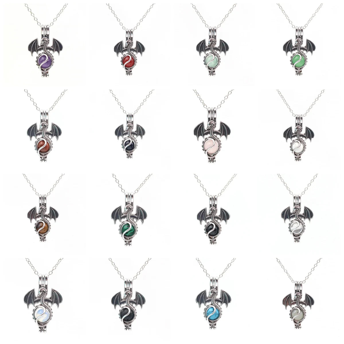 Wholesale Vintage Design Stainless Steel Gemstone Pterosaur Pendant With Stainless Steel O-type Chain Necklace