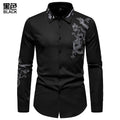 2023 New Men's Casual Long-sleeved Shirt Men's Dragon Embroidery Shirt