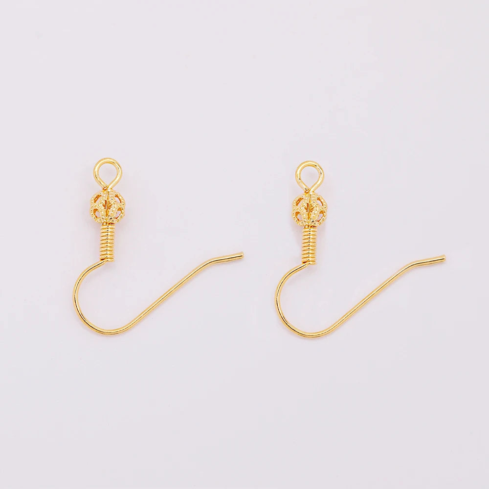 Trendy Chinese Style Lantern Earrings 18K Gold Plated Brass Hollow Ball Spring Ear Hook Not Rust Not Allergic Big Ear Hook