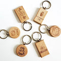 Customised All Type Wooden Keychain Printed Logo Wooden Stainless Steel Wooden Key Holder Carabiner Keychain