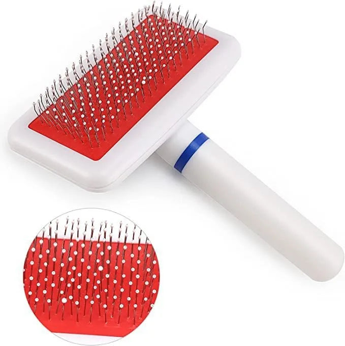 Pet Fur Comb Stainless Steel Needle Comb Dog cat Hair Removal White Plastic Handle Cleaning Needle Comb