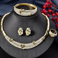 New Arrival 14k Gold Plated Copper Rose Exquisite Necklace Earrings Ring Bracelet Bridal Jewelry Sets for Women