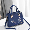 2026 Latest New Brand Designers Blue Color Pu Leather Flower Women Hand Bags with Embroidery