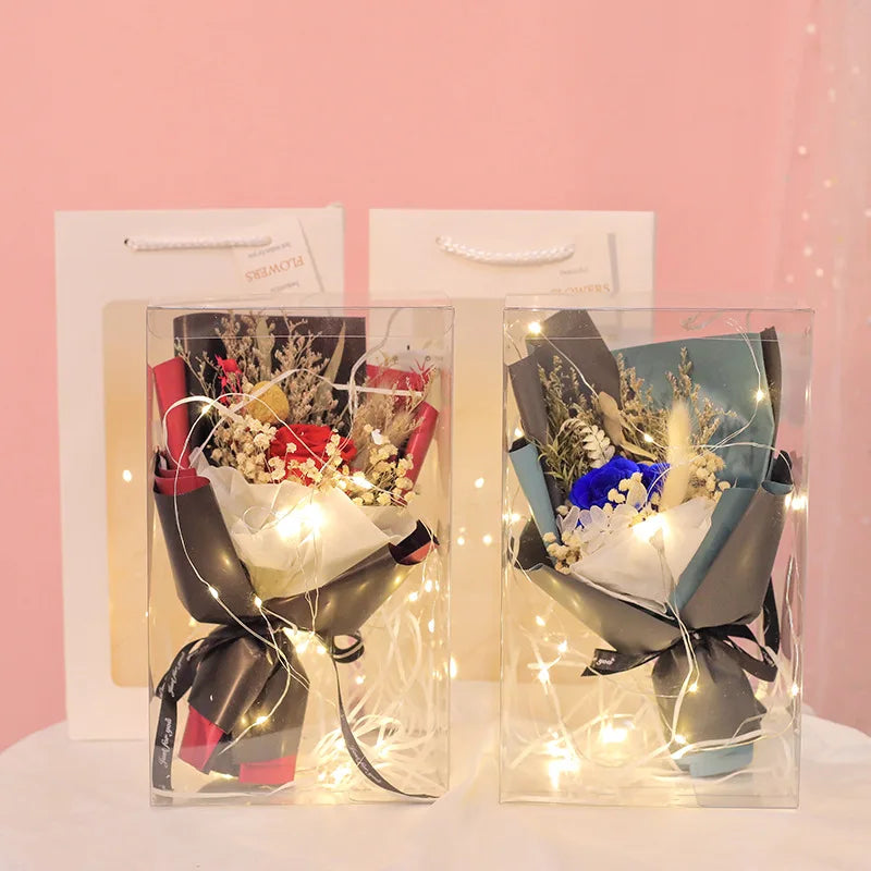 R291 Girls' Acrylic Flower Gift Box for Valentine's Day Preserved Rose and Eternal Roses Bouquet Novelty Gifts