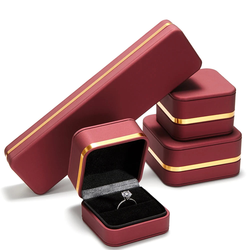 New Style Custom Logo Metallic Leather Flip Storage Packaging Gift Travel Earring Bracelet Necklace Ring Box Jewelry Boxes