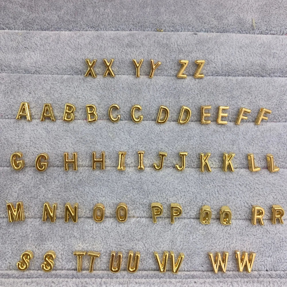 Wholesale 26 Alphabet Metal Initial Name Letter Beads for Jewelry Making Accessories