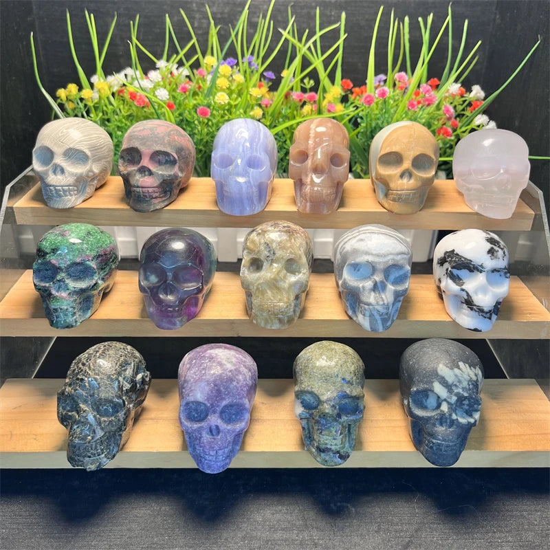 Hot Sale Natural Crystal Craft Healing Stones Malachite Skulls for Decoration