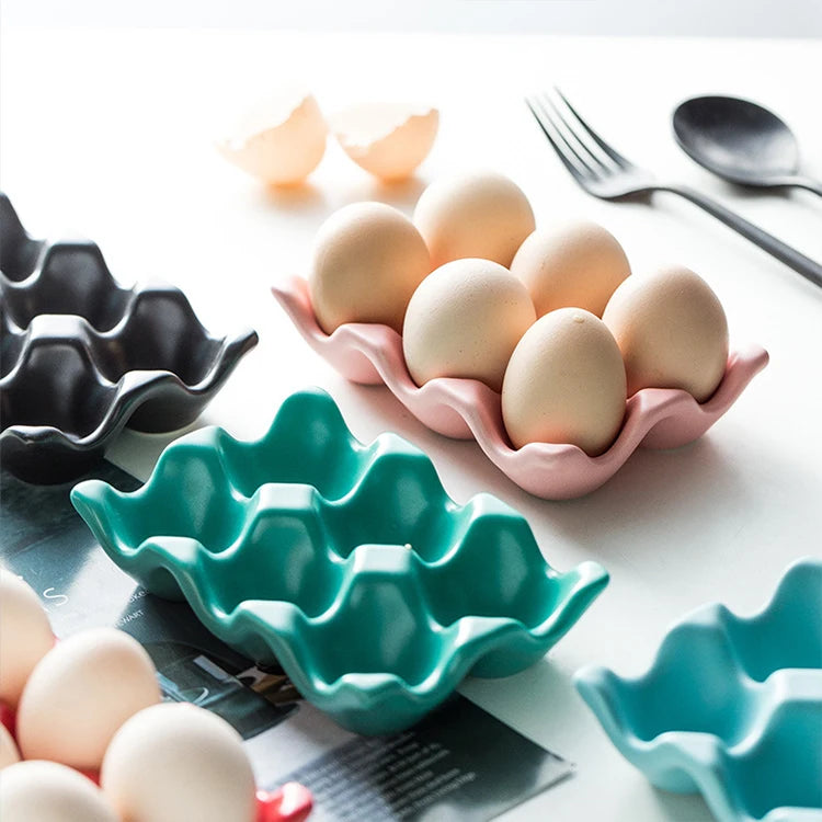 Creative Kitchen Supplies Egg Rack Household Ceramic Tableware Supplies Egg Tray Egg Grid
