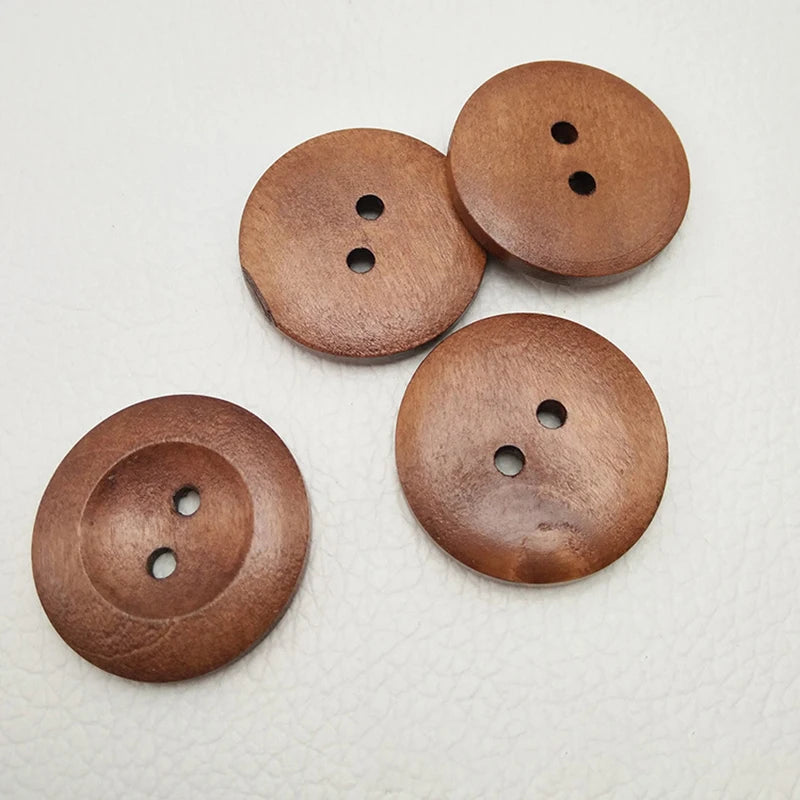 Europe's Popular 25mm Customizable Wooden Buttons with 2-Holes for Eco-Friendly Garments