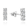 Fancy Design 925 Sterling Silver Rhodium Plating 3 Stone Diamond Modern Earrings for Girl