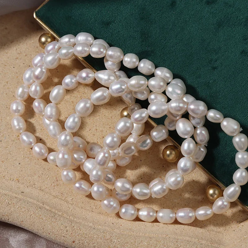 Natural Freshwater Real Pearl Bracelet White Color Fresh Water Pearl Bracelet Pearl Beaded Bracelet