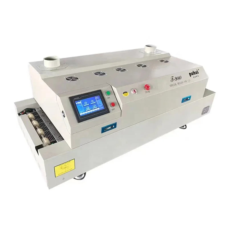 CE Certificated Touch Screen Puhui SMT Reflow Oven 8 -Heating Zone T-980 Infrared Hot Air PCBA Soldering Furnace