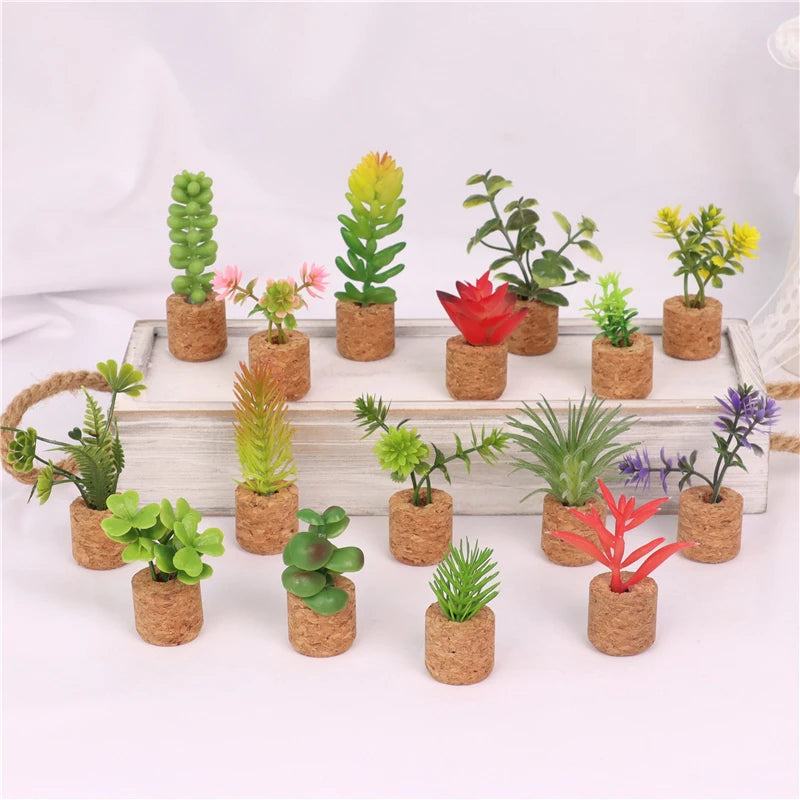 Professional Manufacturer White Ceramic Potted Succulents Artificial Home 16 Pieces Cactus House Office Personal