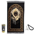 2024 New Arrival Prayer Mats Black Polyester Modern Islamic Decorations Rectangle Braided Non-slip Pray with Beads and Box