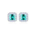 Elegant Women Jewelry 925 Sterling Silver Full CZ Diamond Big Square Gemstone Earrings