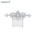 LUOTEEMI Accessories Woman Flower Silver Crystal CZ Hot Head Jewelry Wholesale Zirconia Bridal Hair Comb Wedding