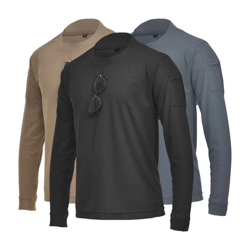 Men's Breathable Pique Fabric Shirt Sport Tactical Casual Long Shirt Hiking Hunting Outdoor Training Long Sleeve Shirt
