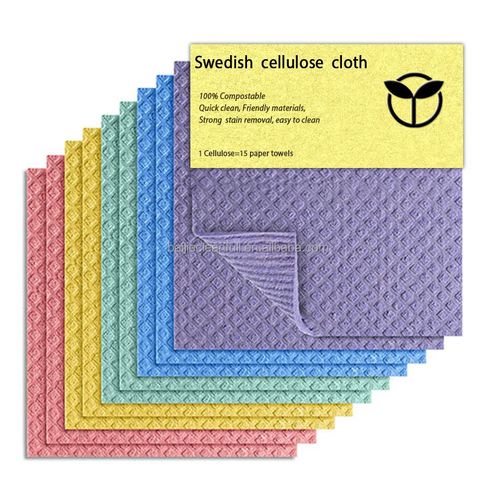 Nature  Eco-friendly Compostable Woodpulp Dishcloth Washing Towel Dry Cellulose and Cotton Cloth